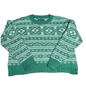 American Eagle Green Nordic Christmas Ski Sweater Large